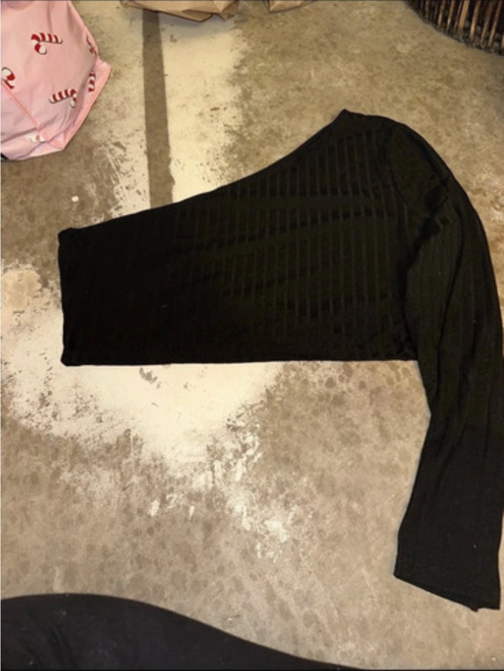 Shein curve black crop one sleeve top plus size 2X